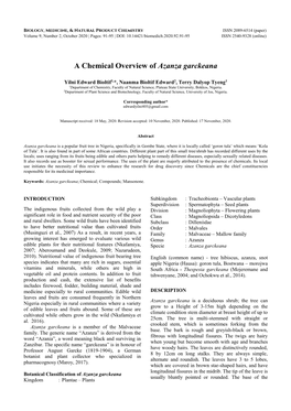 A Chemical Overview of Azanza Garckeana