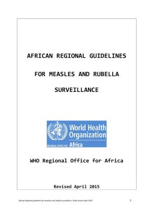 WHO African Regional Measles and Rubella Surveillance Guidelines