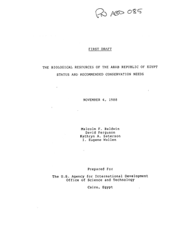 First Draft the Biological Resources of the Arab