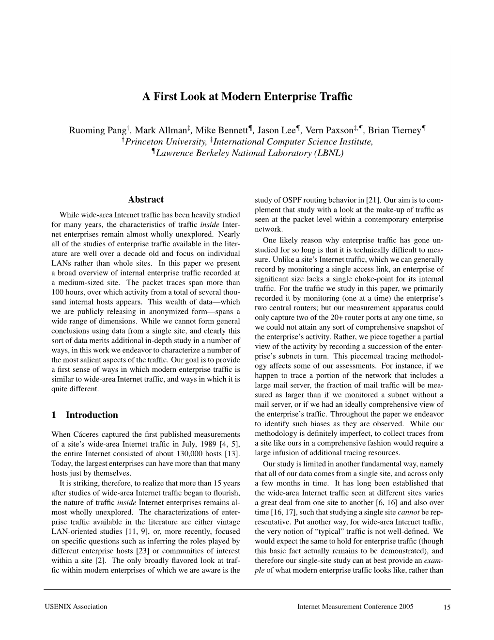 A First Look at Modern Enterprise Traffic