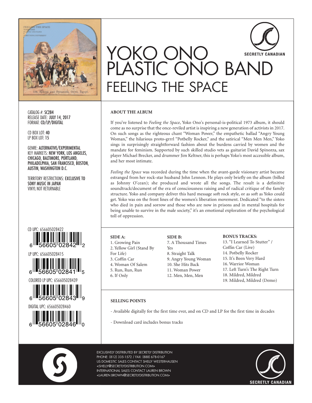 Yoko Ono Plastic Ono Band Feeling the Space