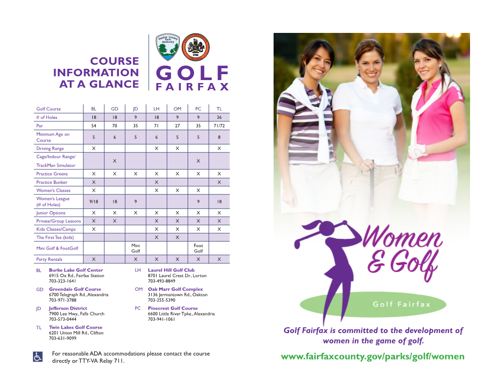 Download the Women & Golf Fairfax Brochure