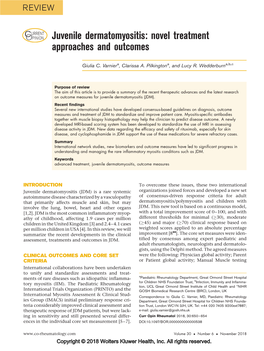Juvenile Dermatomyositis: Novel Treatment Approaches and Outcomes