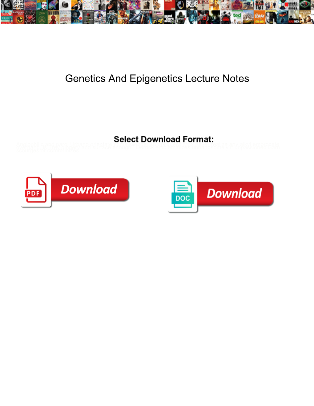 Genetics and Epigenetics Lecture Notes