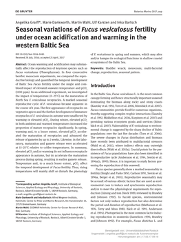 Seasonal Variations of Fucus Vesiculosus Fertility Under Ocean Acidification and Warming in the Western Baltic Sea