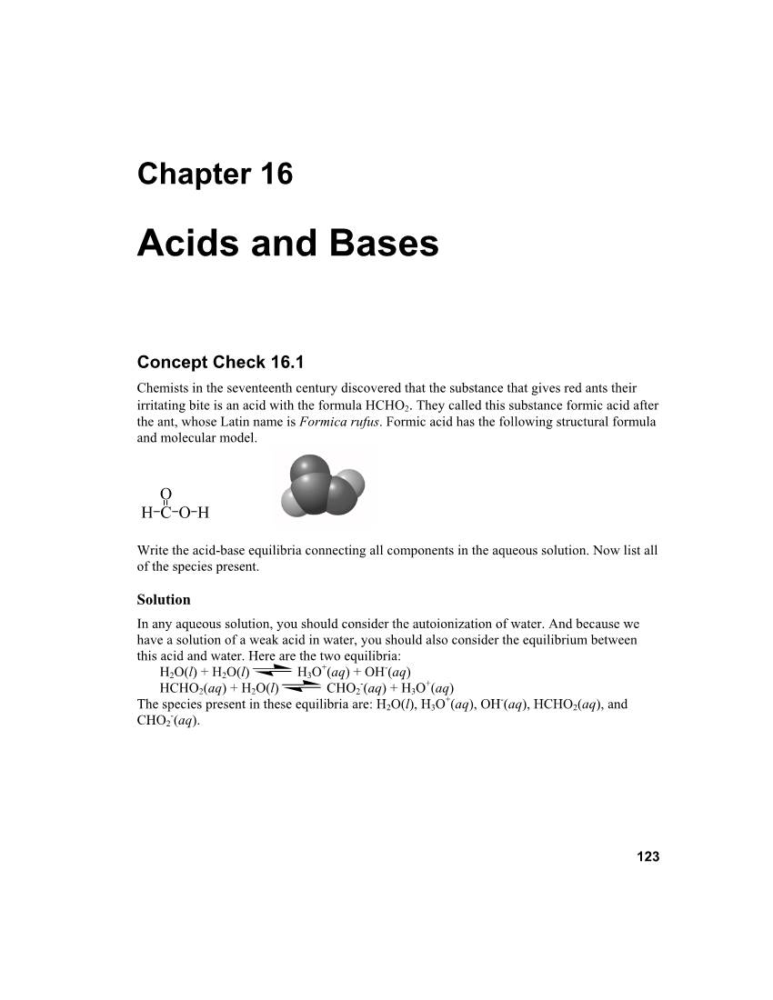 Chapter 16: Acids and Bases
