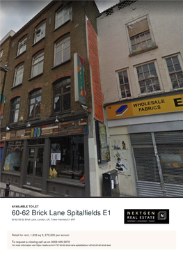 60-62 Brick Lane Spitalfields E1 60-62 60-62 Brick Lane, London, UK, Tower Hamlets E1 6RF