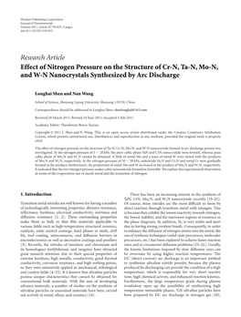 Effect of Nitrogen Pressure on the Structure of Cr-N, Ta-N, Mo-N, and WN Nanocrystals Synthesized by Arc Discharge