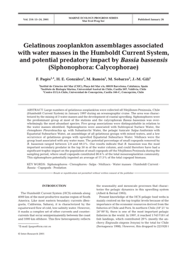 Gelatinous Zooplankton Assemblages Associated with Water Masses in The
