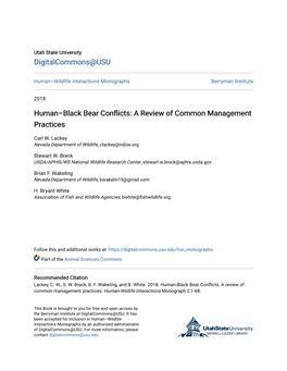 Human–Black Bear Conflicts: a Review of Common Management Practices