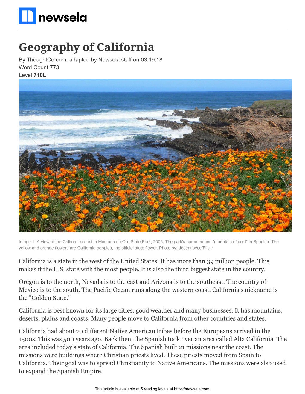 Geography of California by Thoughtco.Com, Adapted by Newsela Staff on 03.19.18 Word Count 773 Level 710L