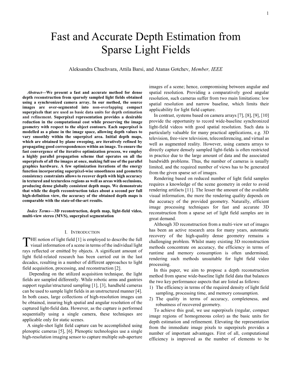 Fast and Accurate Depth Estimation from Sparse Light Fields