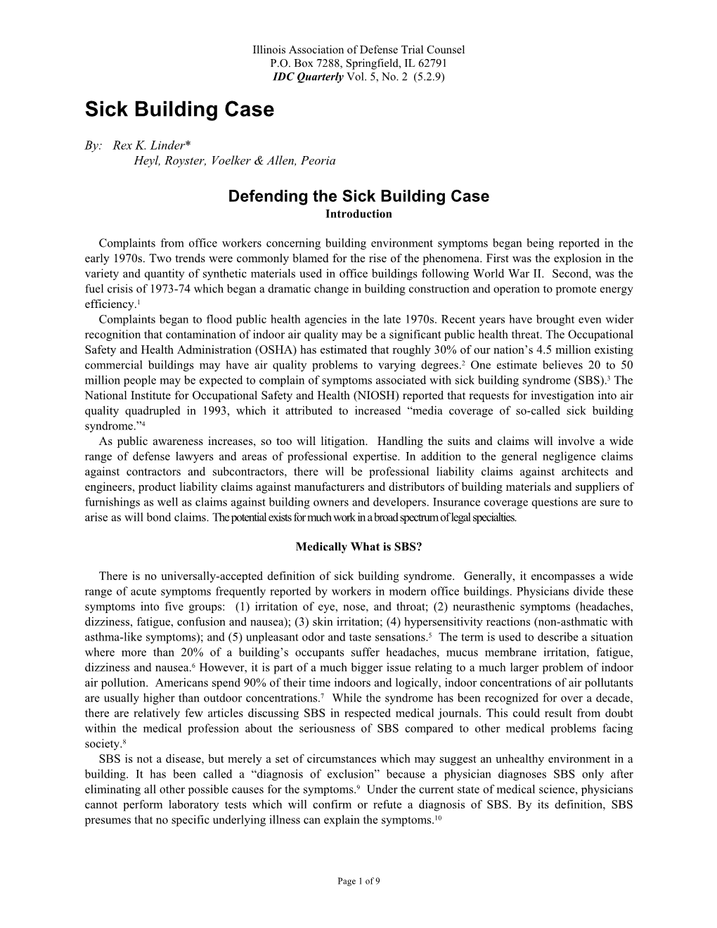 Sick Building Case