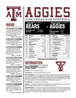BEARS AGGIES the Aggies Have Faced Second-Half ASSOCIATED PRESS