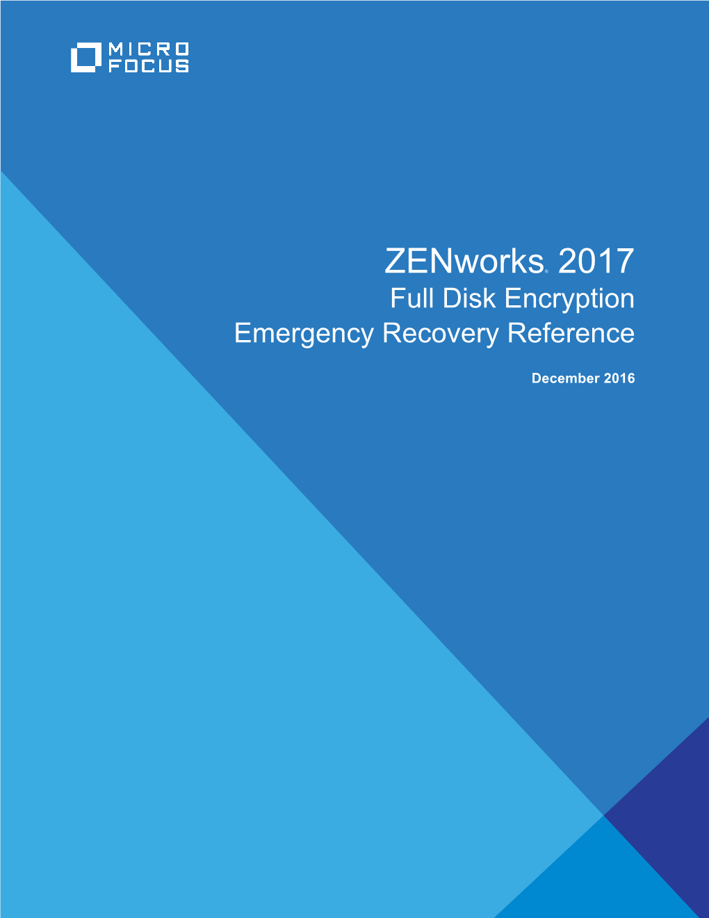 Zenworks Full Disk Encryption Emergency Recovery Reference