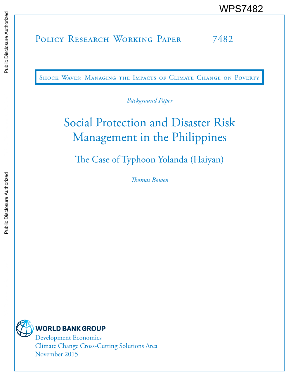 Social Protection and Disaster Risk Management in the Philippines