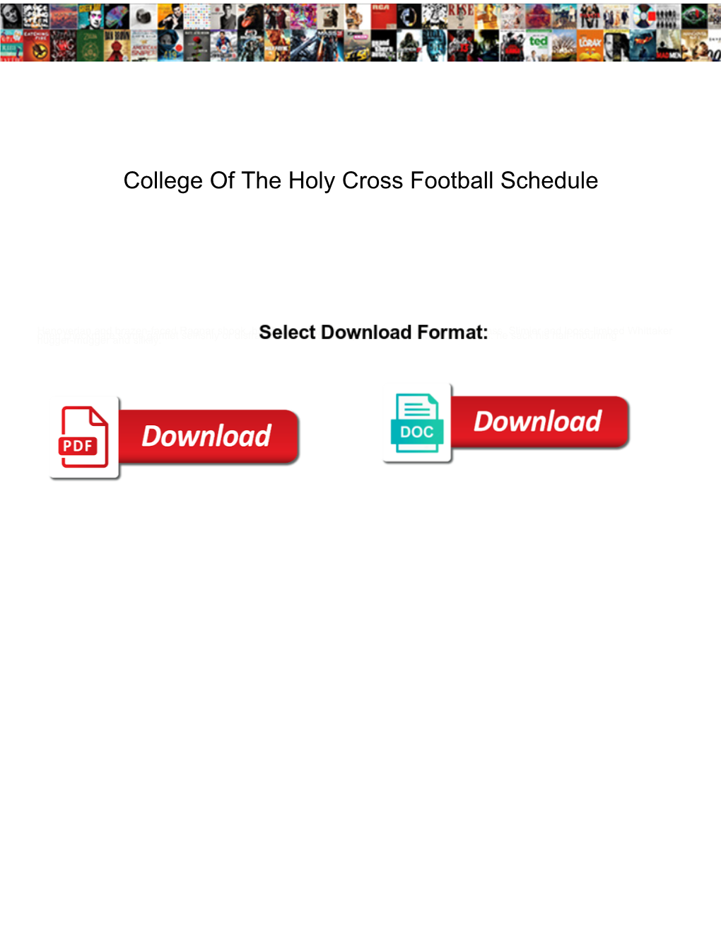 College of the Holy Cross Football Schedule