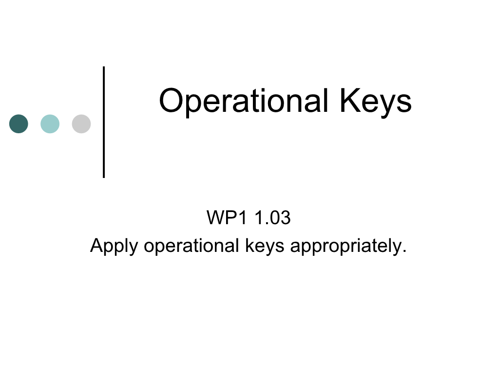 Operational Keys