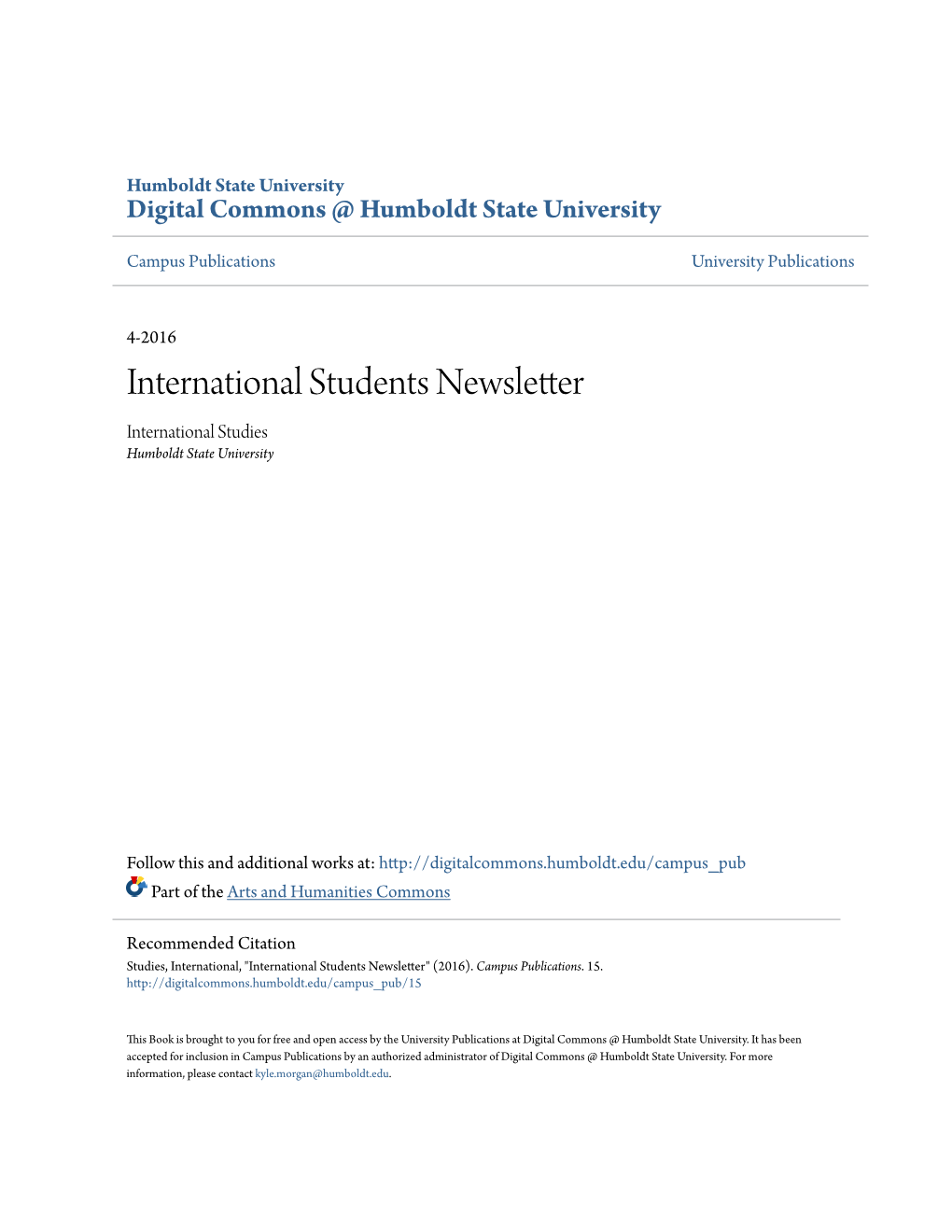 International Students Newsletter International Studies Humboldt State University