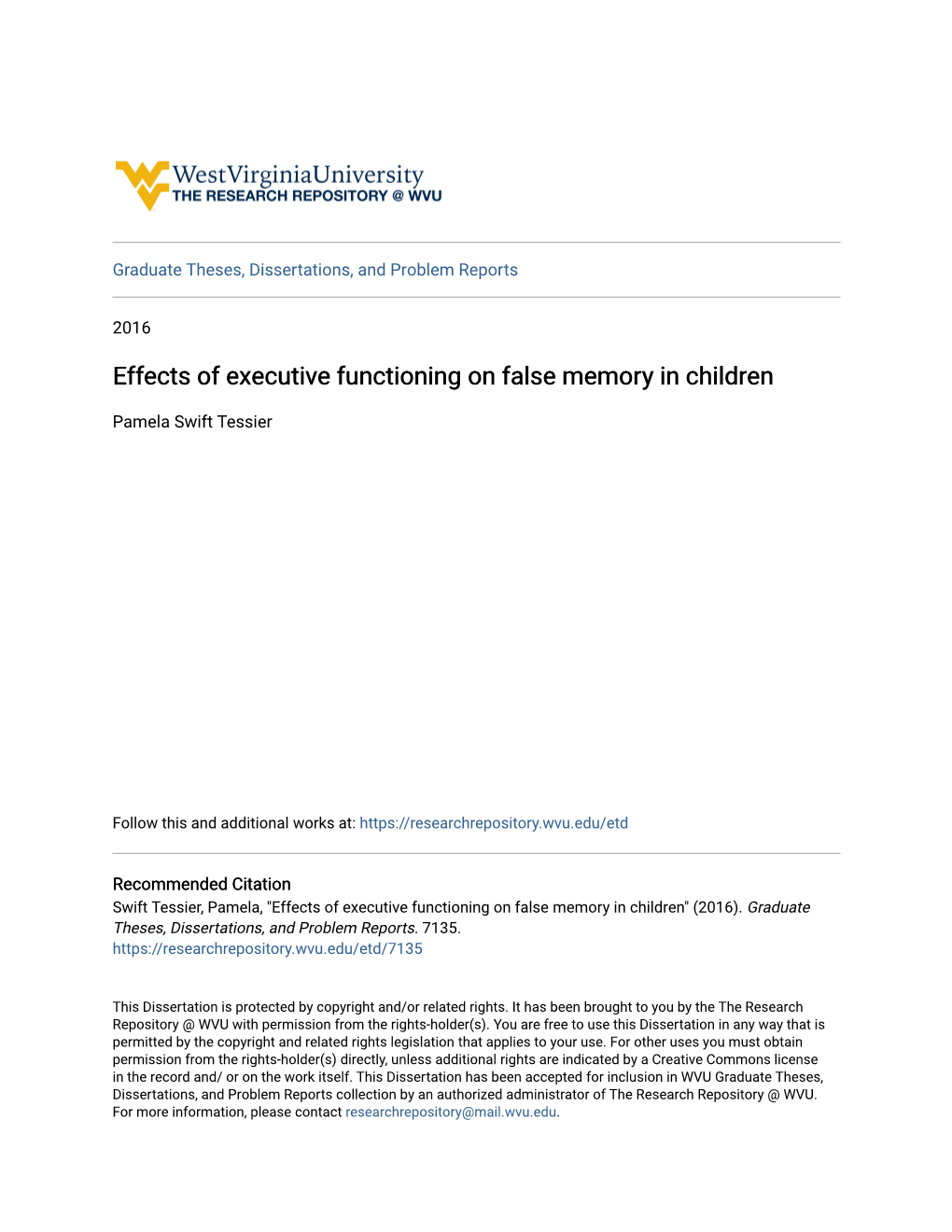 Effects of Executive Functioning on False Memory in Children