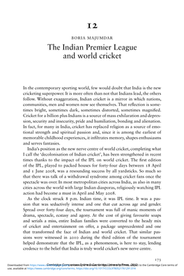 The Indian Premier League and World Cricket