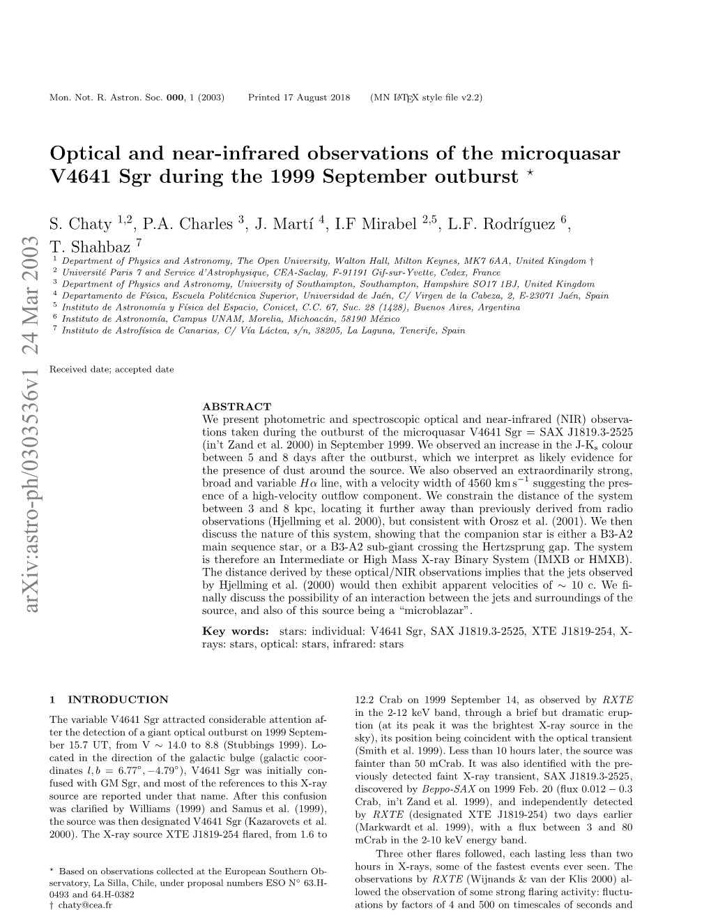 Optical and Near-Infrared Observations of the Microquasar V4641