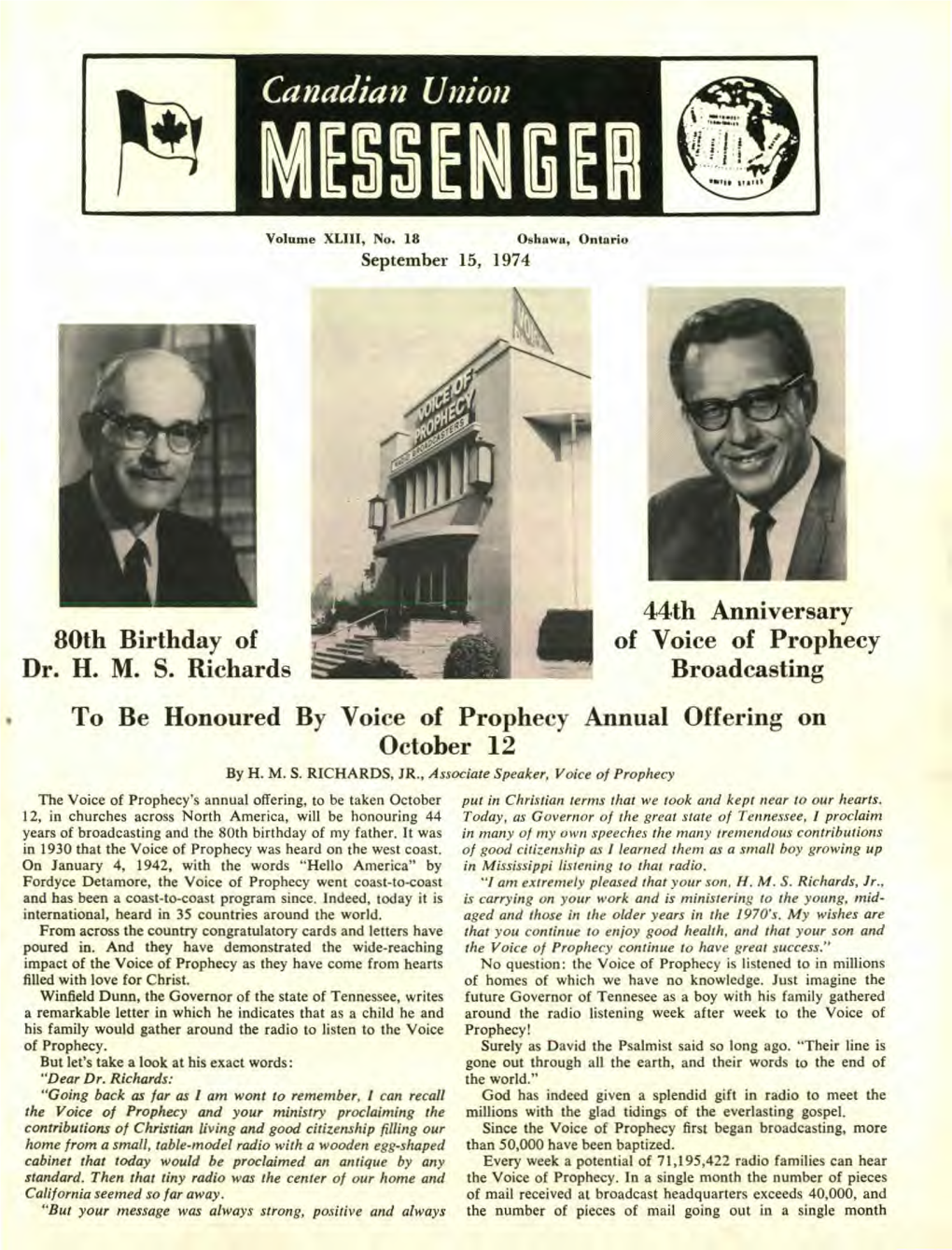 Canadian Union Messenger for 1974