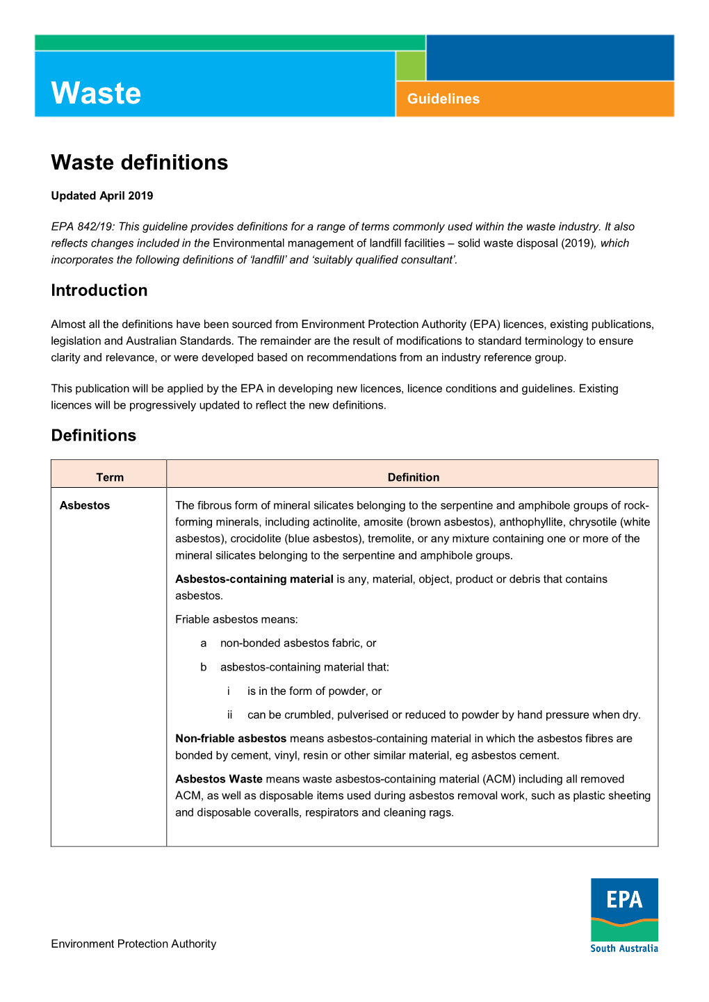 Waste Definitions
