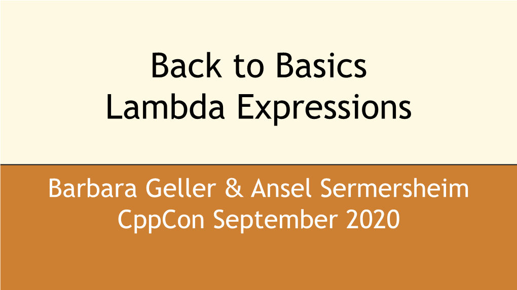 Lambda Expressions