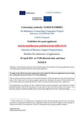 Contracting Authority: EUROCHAMBRES Eu4business: Connecting Companies Project Reference: ENI/2019/411-865