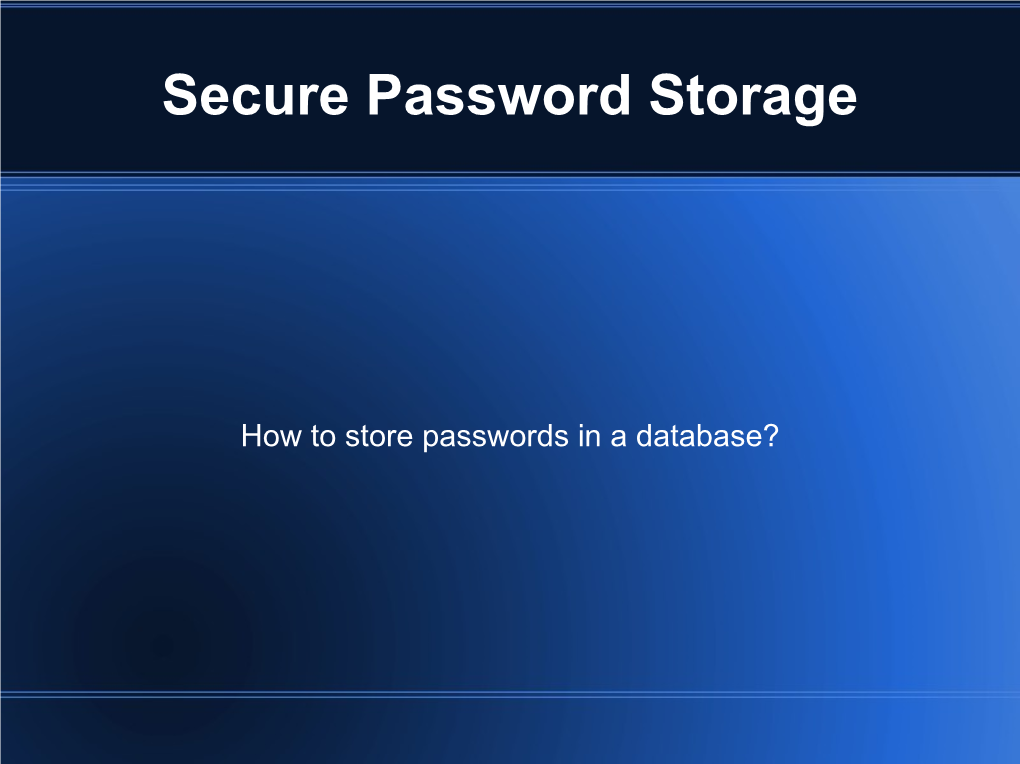 Secure Password Storage