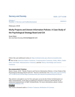 A Case Study of the Psychological Strategy Board and CIA