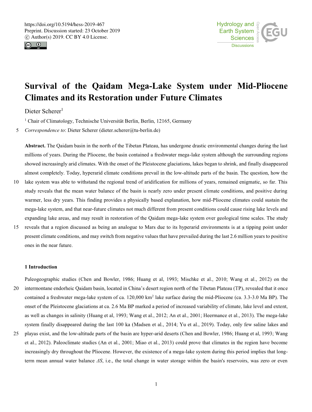 Survival of the Qaidam Mega-Lake System Under Mid-Pliocene Climates and Its Restoration Under Future Climates