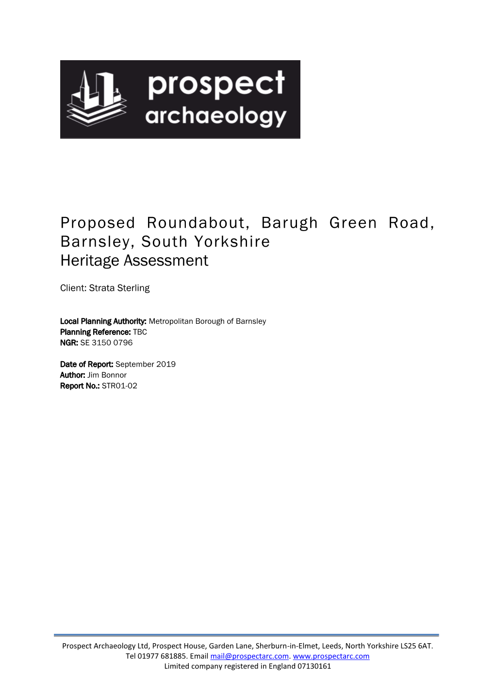 Proposed Roundabout, Barugh Green Road, Barnsley, South Yorkshire Heritage Assessment