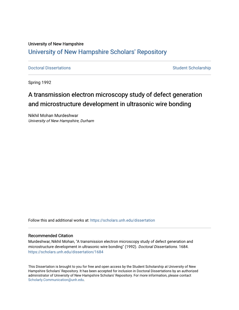 A Transmission Electron Microscopy Study of Defect Generation and Microstructure Development in Ultrasonic Wire Bonding