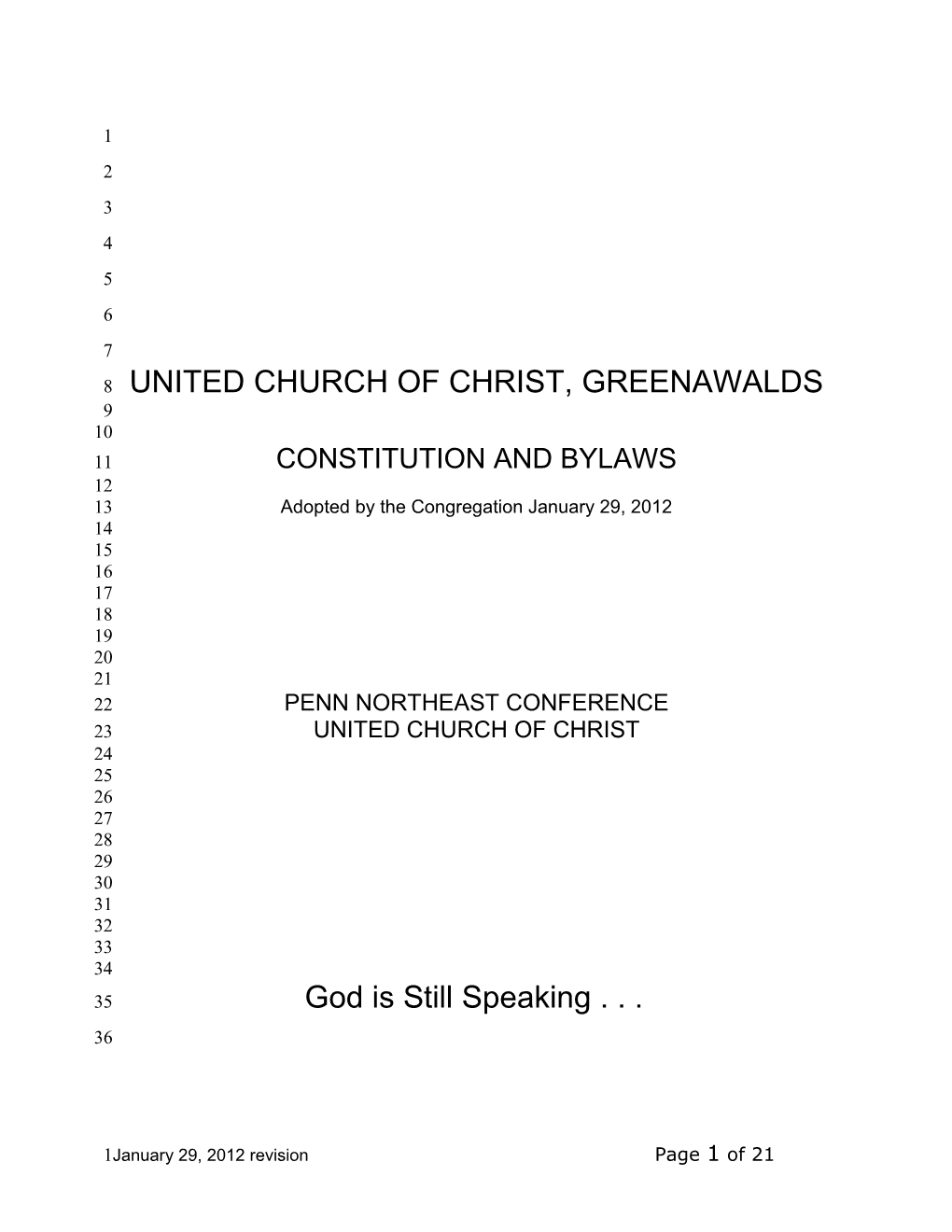 United Church of Christ, Greenawalds