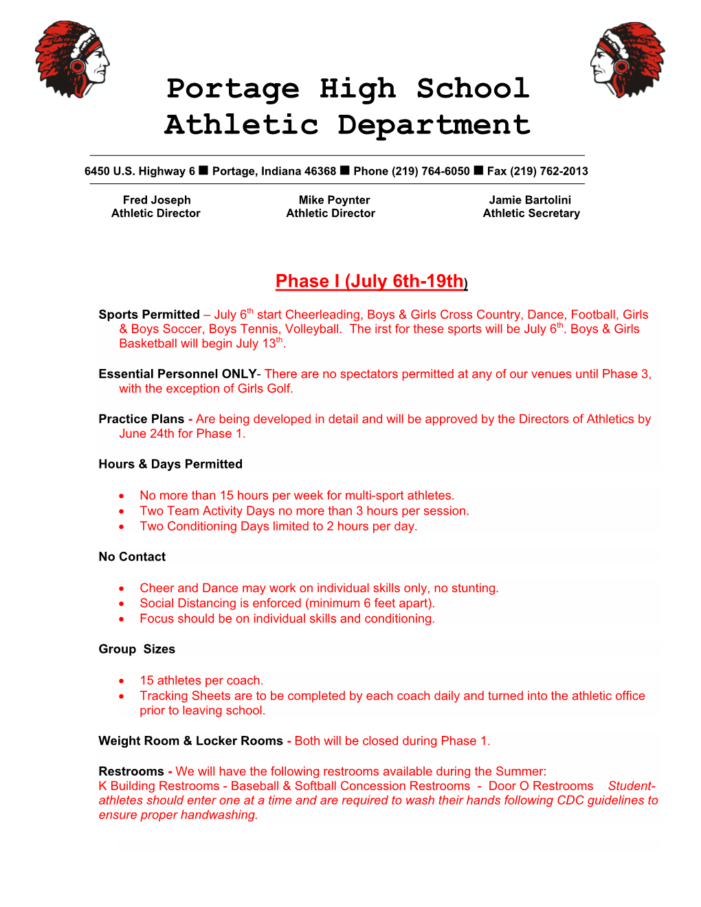 Portage High School Athletic Department