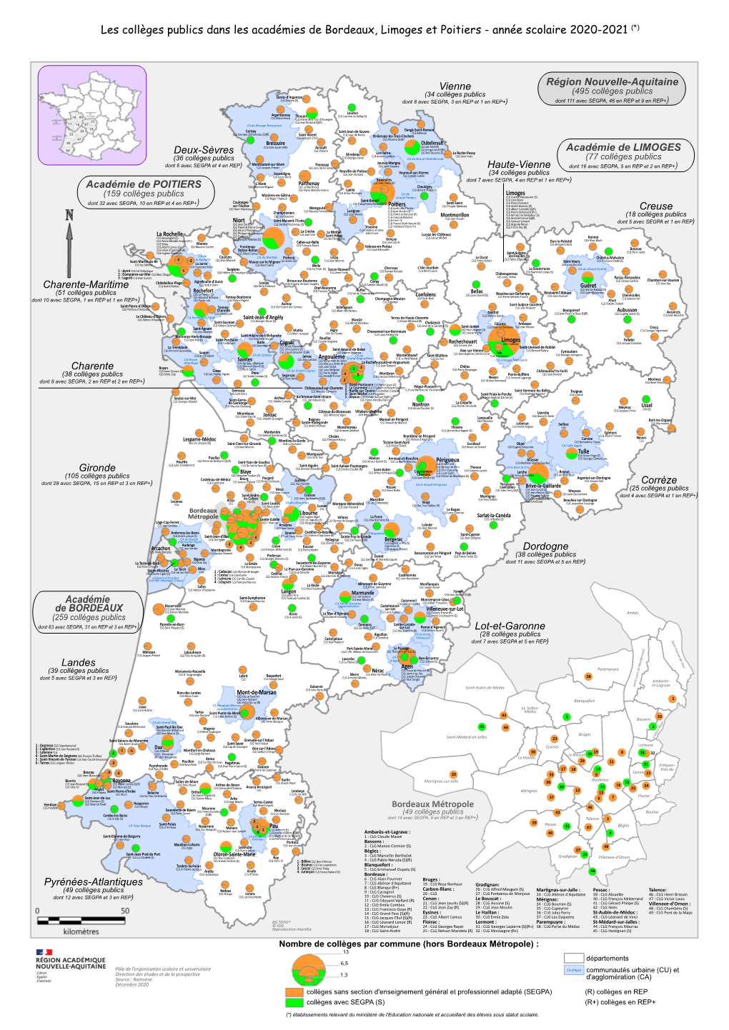 Les Collèges Publics Dans Les Académies De Bordeaux, Limoges Et Poitiers - Année Scolaire 2020-2021 (*)