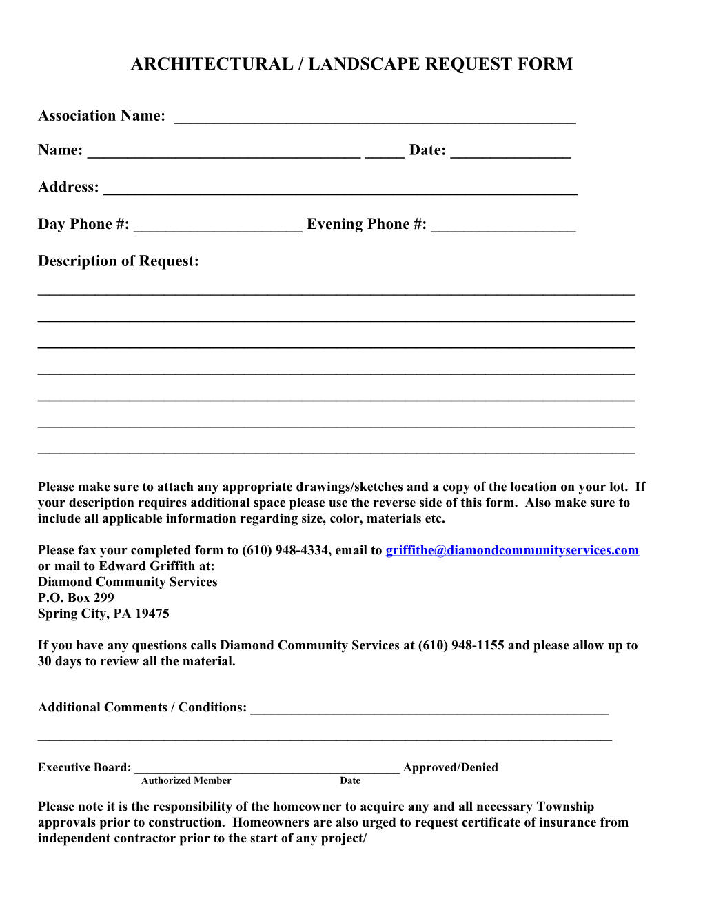 Architectural Request Form