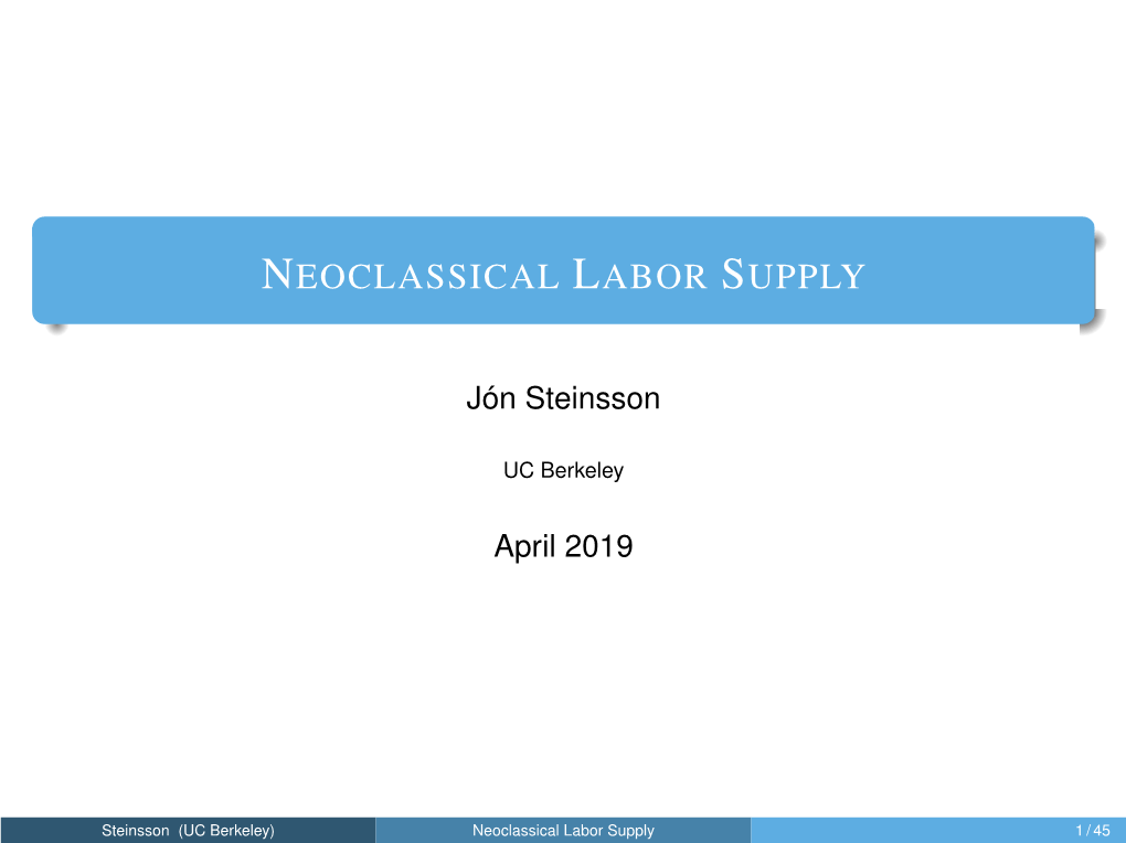 Neoclassical Labor Supply
