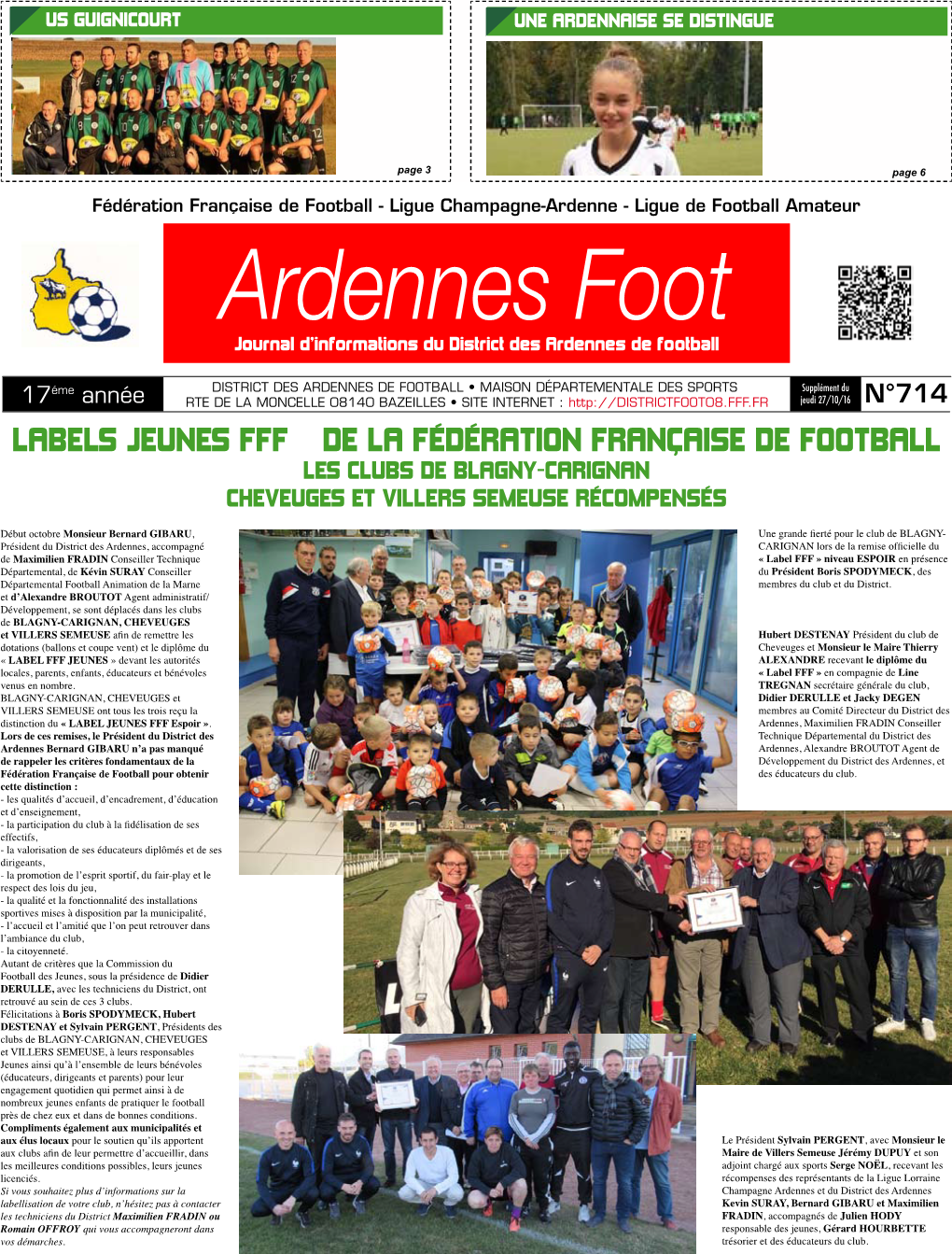 Ardennes Foot Journal D’Informations Du District Des Ardennes De Football