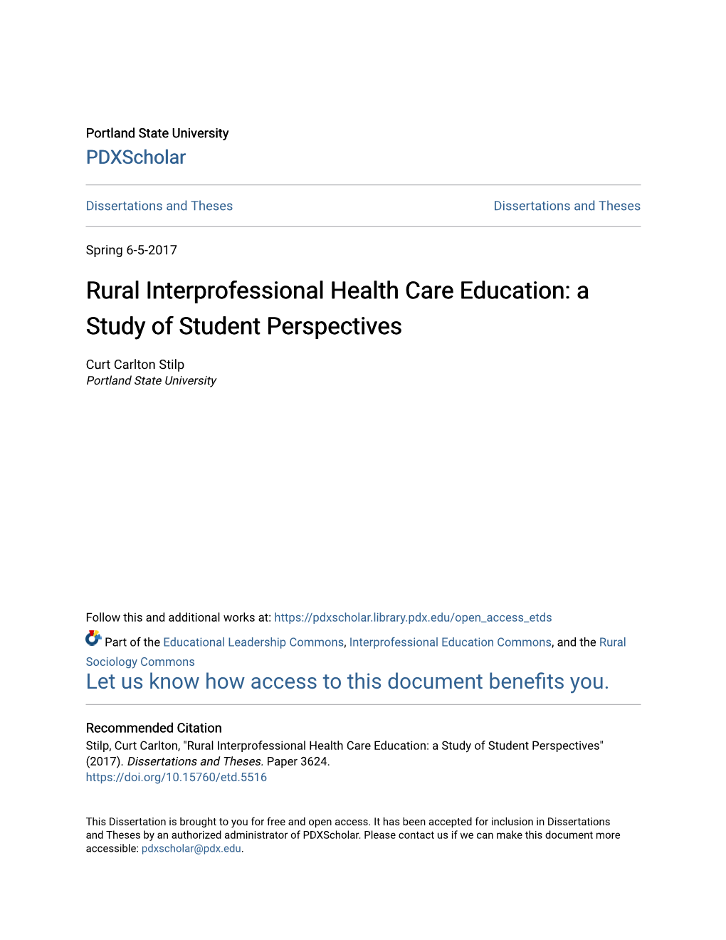 Rural Interprofessional Health Care Education: a Study of Student Perspectives