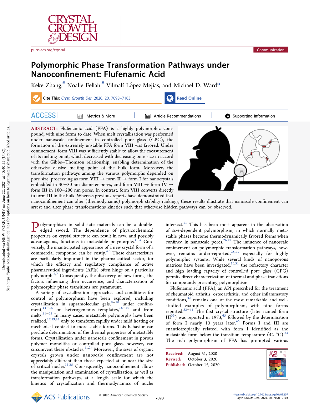 Flufenamic Acid # # Keke Zhang, Noalle Fellah, Vilmalí Lopez-Mej́ Ías, and Michael D