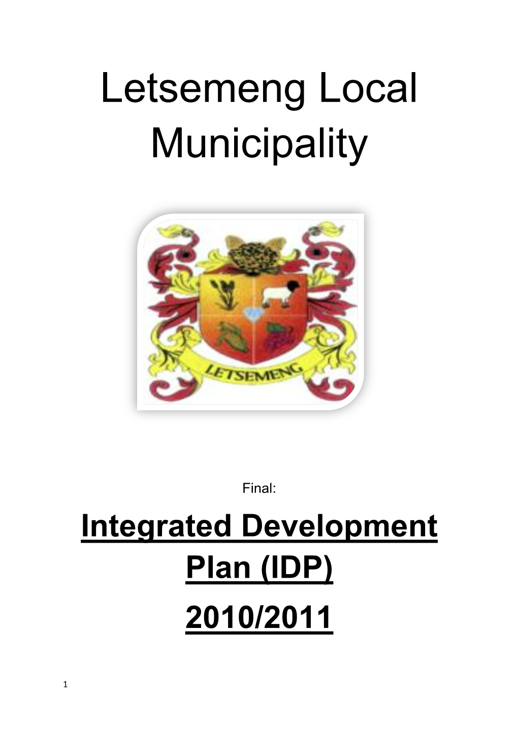 Letsemeng Local Municipality – Final Draft IDP 2010/2011