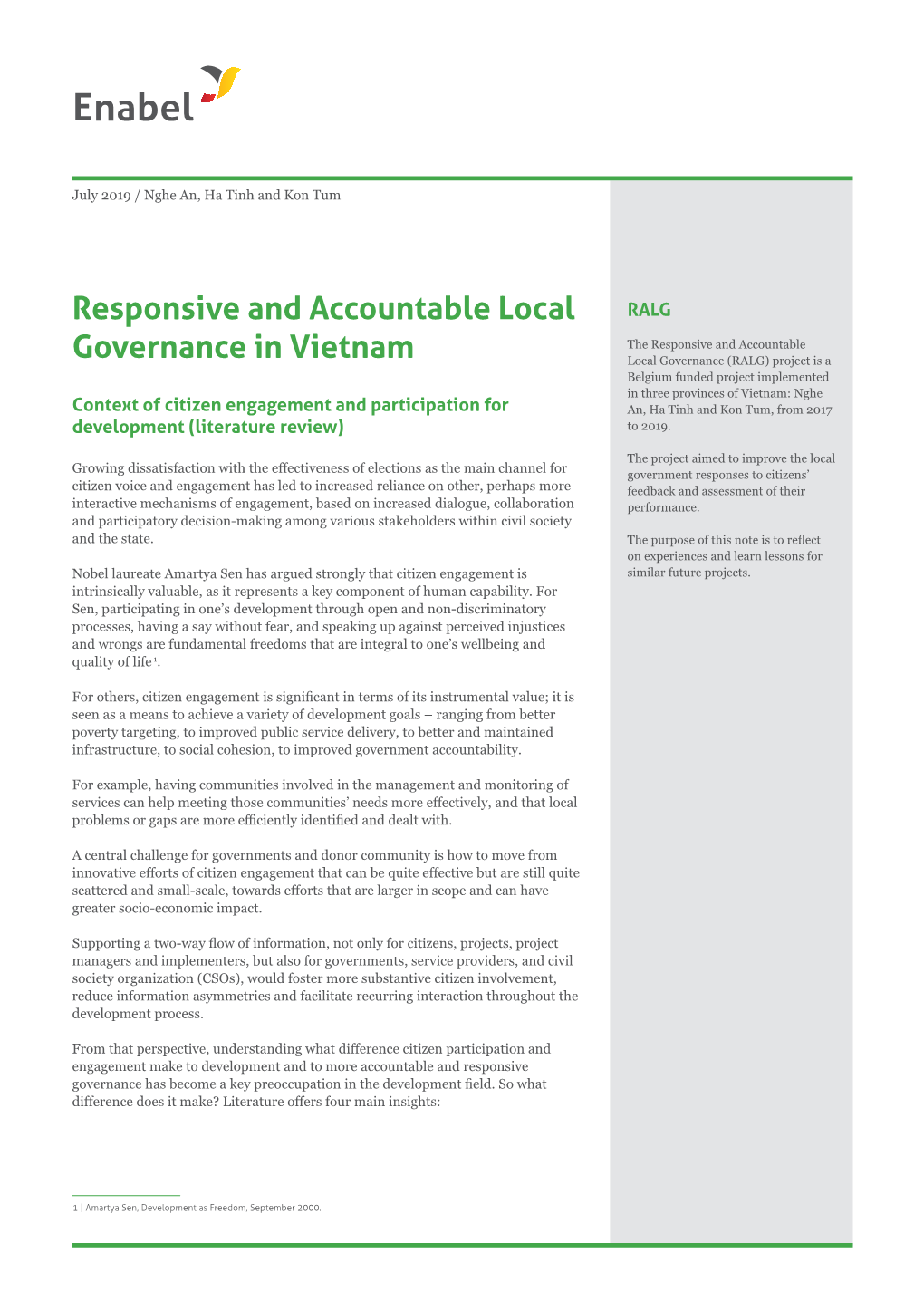 Responsive and Accountable Local Governance in Vietnam