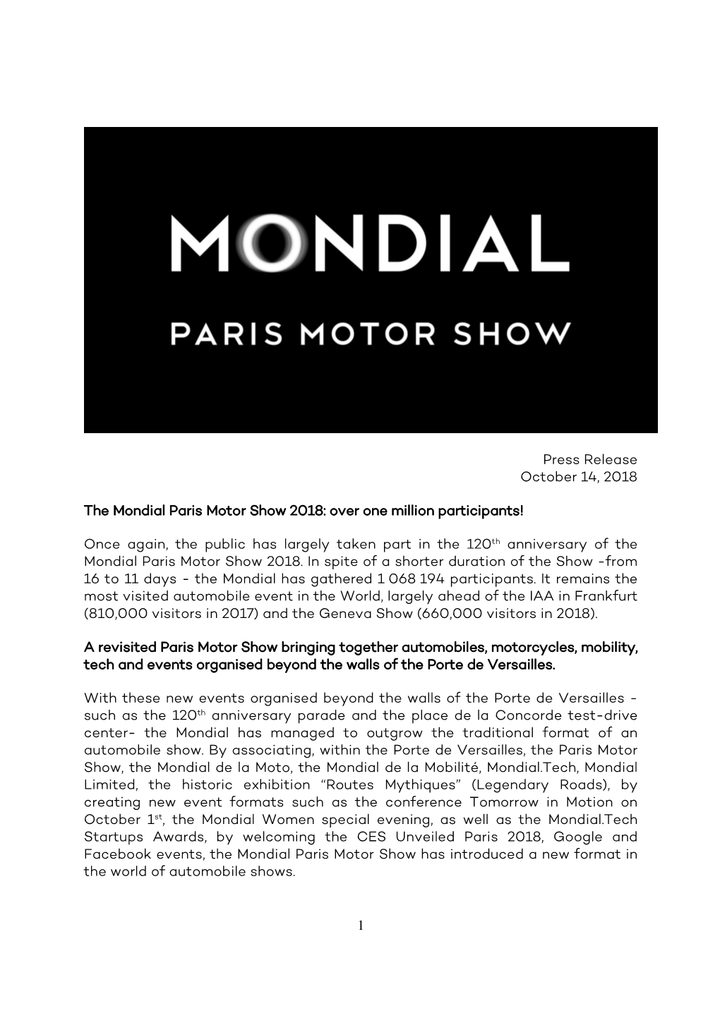 Press Release Mondial Paris Motor Show 2018 Vuk