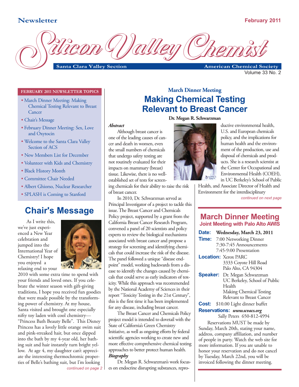 Chair's Message Making Chemical Testing Relevant to Breast Cancer