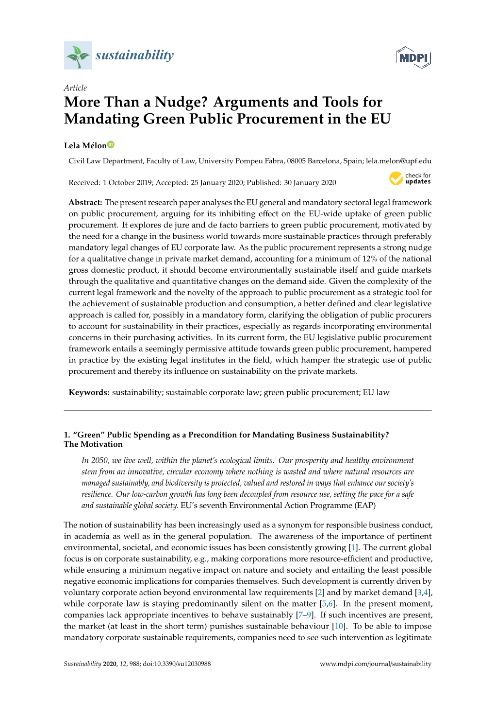 Arguments and Tools for Mandating Green Public Procurement in the EU