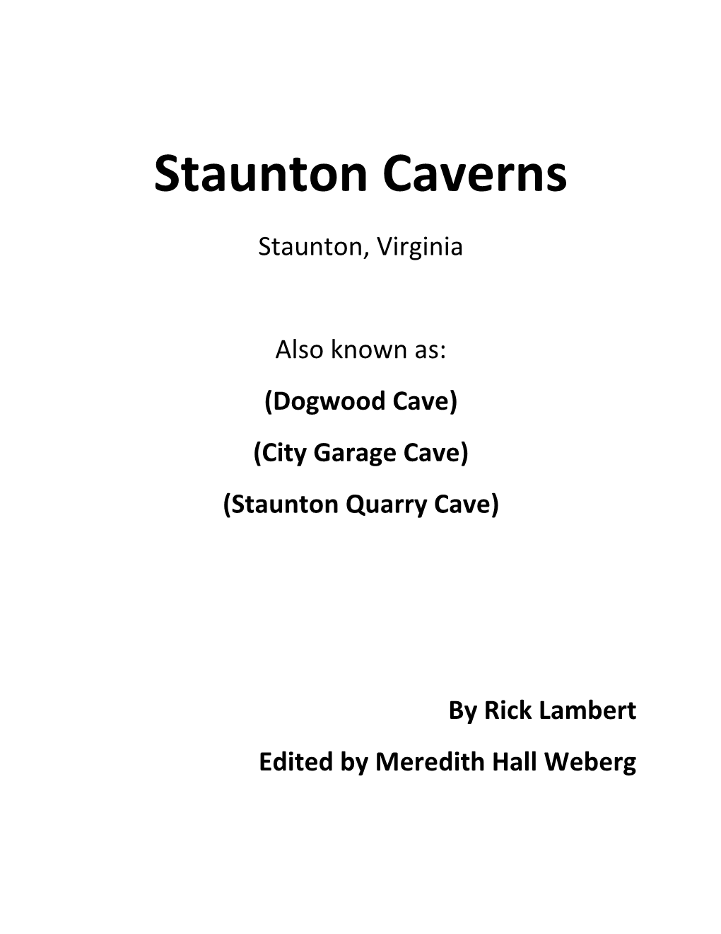 Staunton Caverns