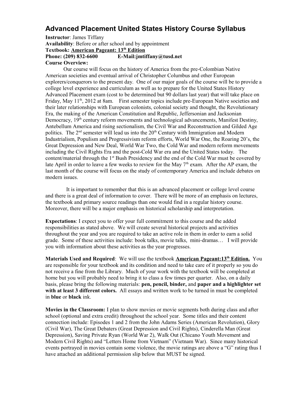 Advanced Placement United States History Syllabus s1